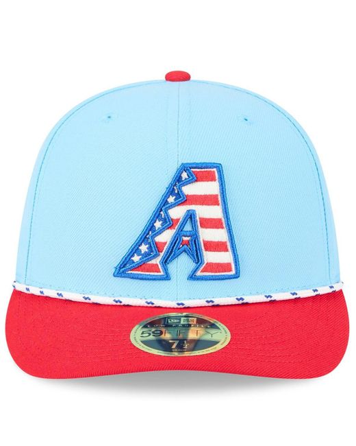 KTZ Light Blue/red Arizona Diamondbacks 2025 Fourth Of July Low Profile 59fifty Fitted Hat for men
