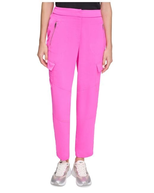 DKNY Pink Zip-pocket Cargo Pants