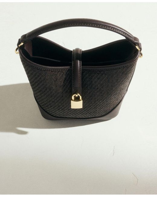 Mango Brown Small Raffia Bucket Bag
