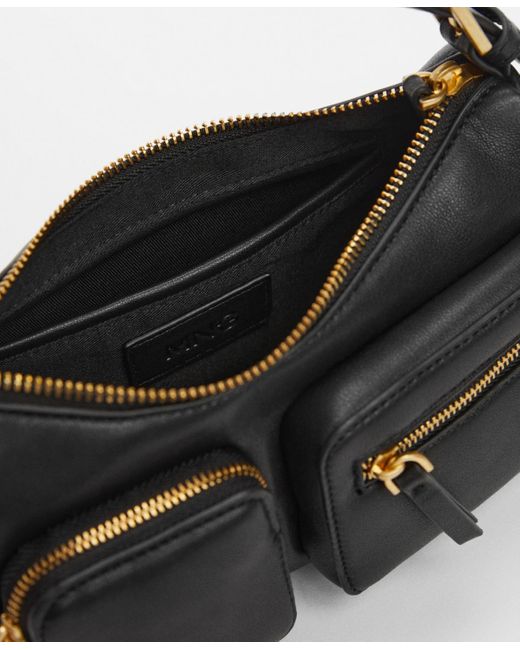 Mango Black Pockets Detail Shoulder Bag