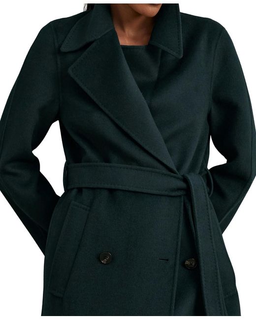 Reiss Black Double-breasted Blindseam Wool-blend Coat