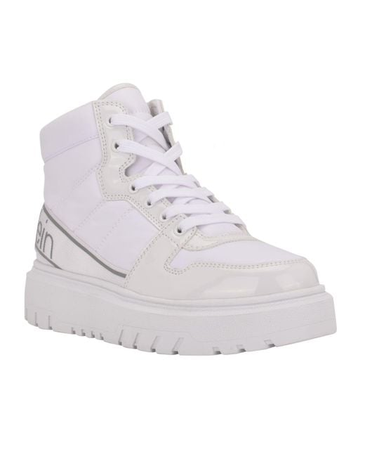 Calvin Klein Synthetic Denisse Logo Lace-up High Top Casual Puffy Nylon ...