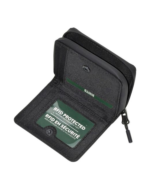 ROOTS Black Compact Zip Around Snap Wallet for men