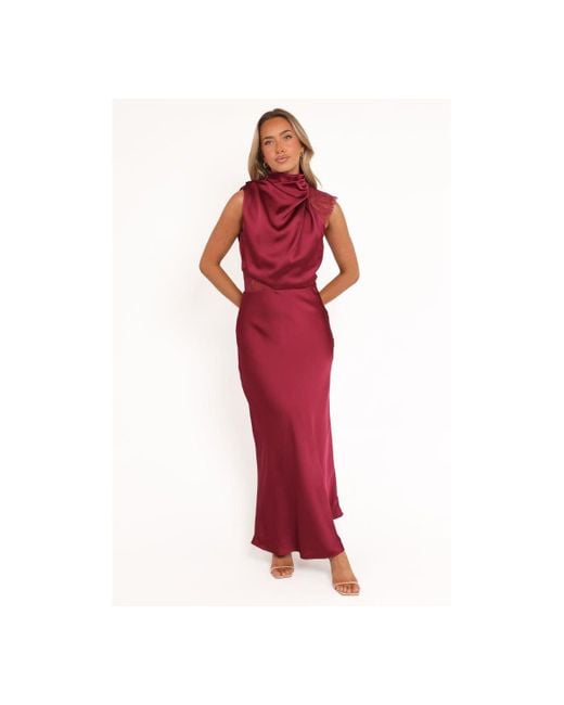 Petal & Pup Anabelle Halter Neck Lace Maxi Dress in Red | Lyst