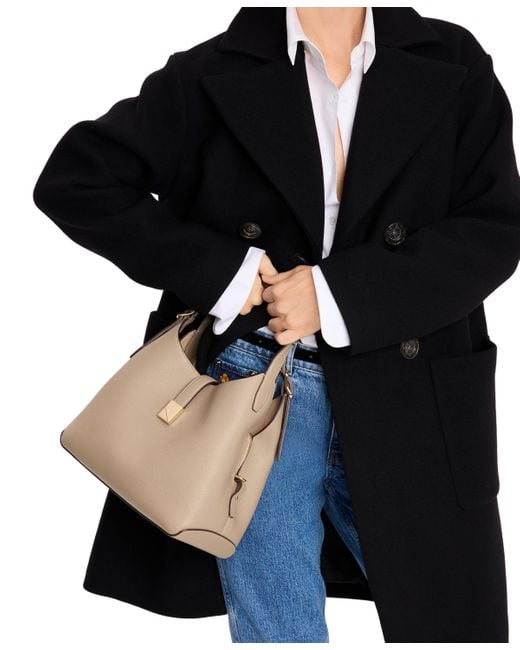 Kate Spade Natural Deco Medium Pebbled Leather Crossbody Tote Bag