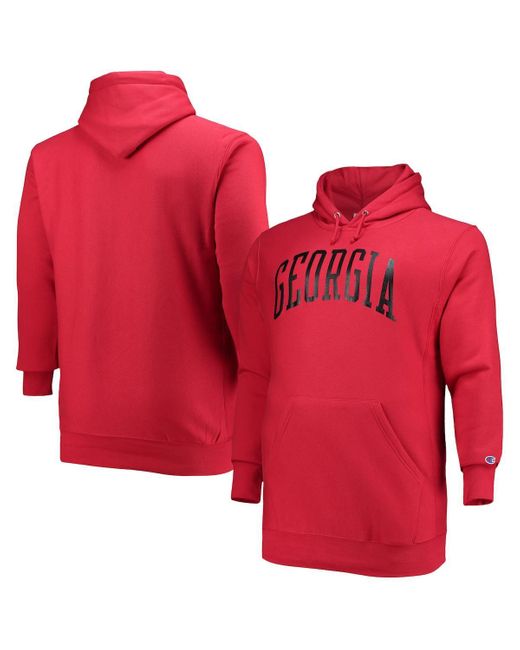 Champion Red Georgia Bulldogs Big And Tall Reverse Weave Fleece Pullover Hoodie Sweatshirt for men
