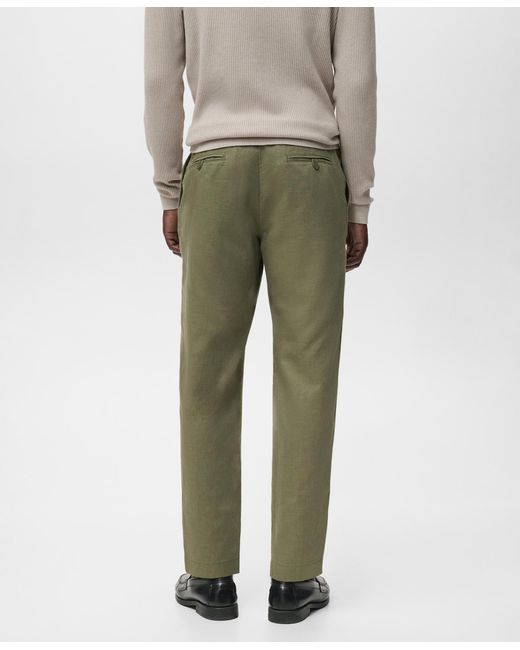 Mango Green Drawstring Slim-fit Pants for men
