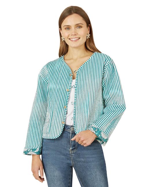Yumi' Blue Floral Patchwork Reversible Jacket
