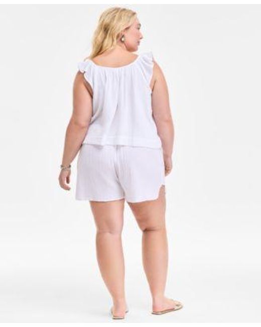 On 34th White Trendy Plus Size Gauze Top Shorts Exclusively At Macys