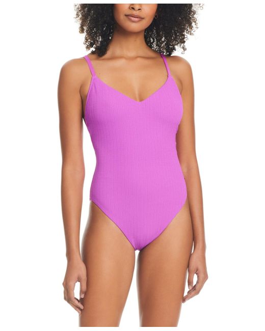 Sanctuary Purple Strappy-back High-leg One-piece Swimsuit