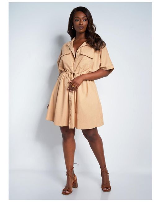 Rebdolls White Plus Size Plus Size Wolen's Button Up Mini Dress