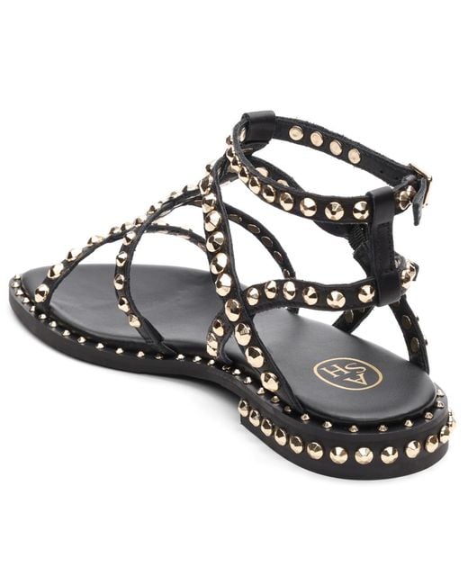 Ash Black Precious Round Toe Flat Sandals