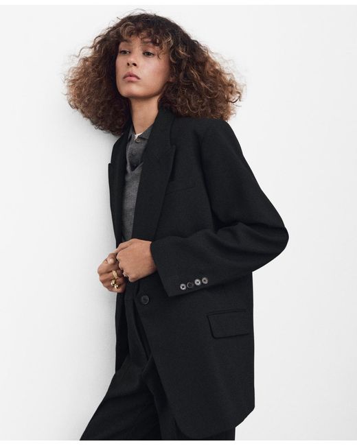 Mango Black Flap Pockets Suit Blazer