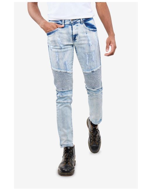 Xray Jeans Blue Skinny Fit Stretch Moto Jeans for men