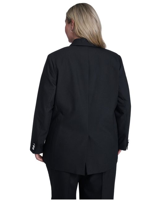 Calvin Klein Blue Plus Size One-button Notch Collar Jacket