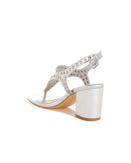 Rag & Co White Chan Metallic Studded Statement Heels