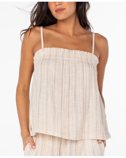 Roxy Natural Poolside Crop Striped Pull-on Top