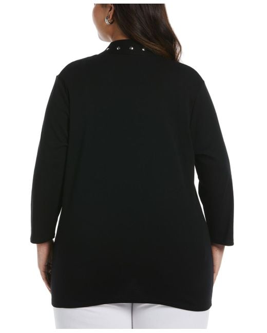 Rafaella Black Plus Size Open Front Cardigan Sweater