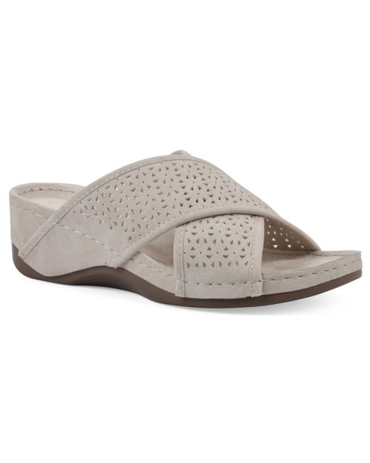 White Mountain Gray Collet Comfort Wedge Sandal