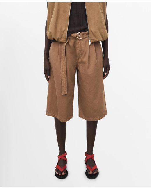 Mango Natural Belted Denim Jorts
