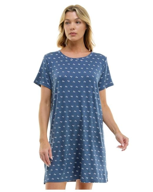 Roudelain Blue Printed Short-sleeve Sleepshirt