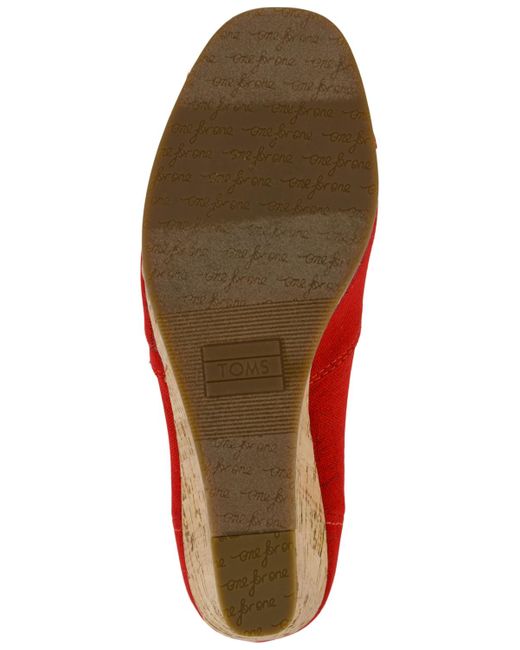 TOMS Red Slip On Wedge Sandals