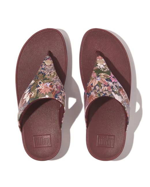 Fitflop Lulu X Jim Thompson Leather Toe Post in Brown | Lyst