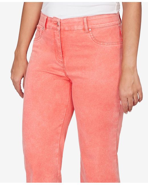 Ruby Rd Pink Petite Sunwashed Cuffed Colored Ankle Jeans