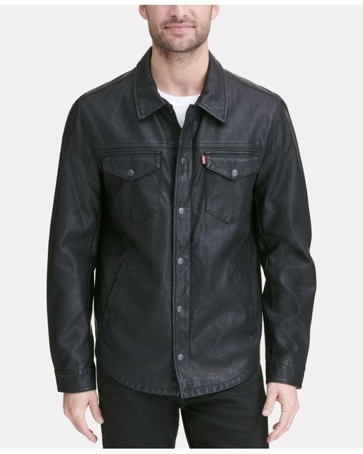 Levi's Black Faux Leather Shirt Jacket for men