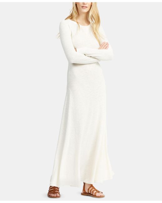 Polo Ralph Lauren White Cotton Crew Neck Long Sleeve Maxi Dress