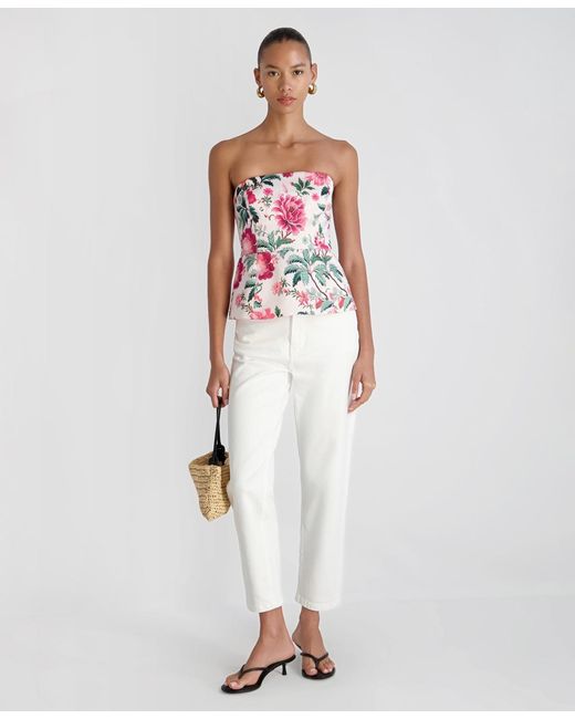 French Connection White Strapless Top