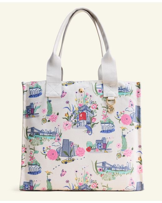 Macy's White Flower Show Printed Canvas Tote