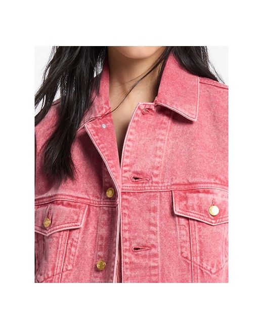 Michael Kors Pink Oversized Collared Denim Jacket