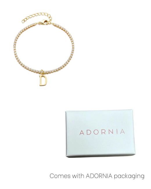 Adornia Metallic Gold Crystal Initial Charm Tennis Bracelet