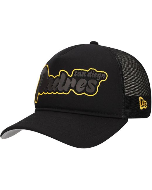 KTZ Black San Diego Padres Retro Bold A-frame Trucker 9forty Adjustable Hat for men