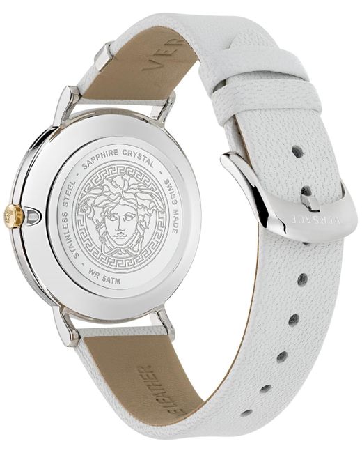 Versace Swiss White Leather Strap Watch 38mm