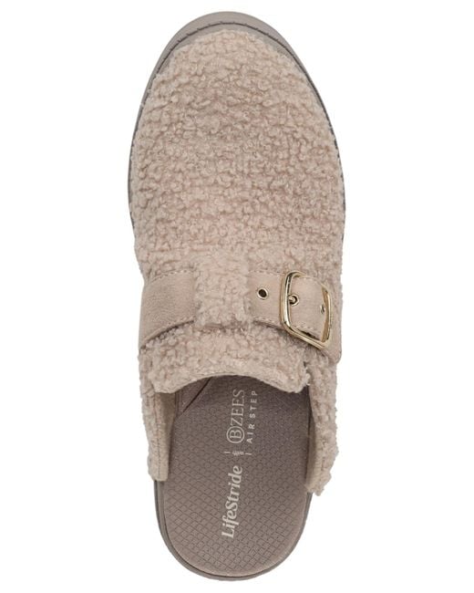 LifeStride White Vibe-cozy Washable Round Toe Mule Clogs