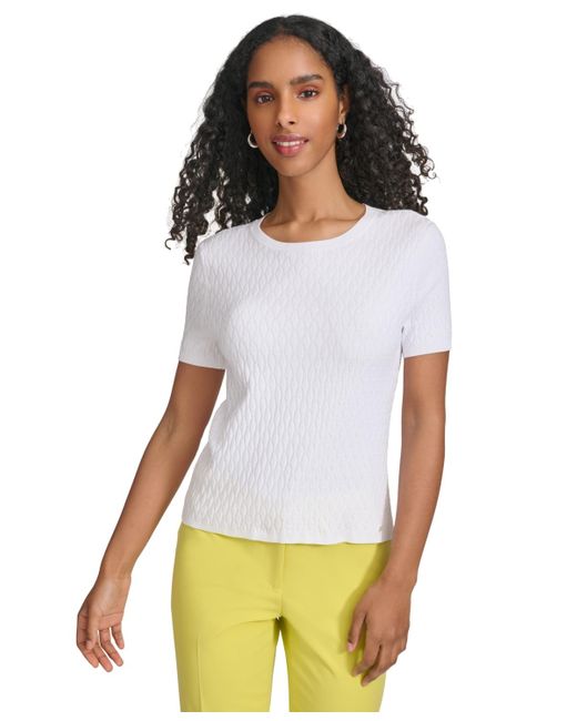 Calvin Klein Textured Short-sleeve Sweater in White | Lyst
