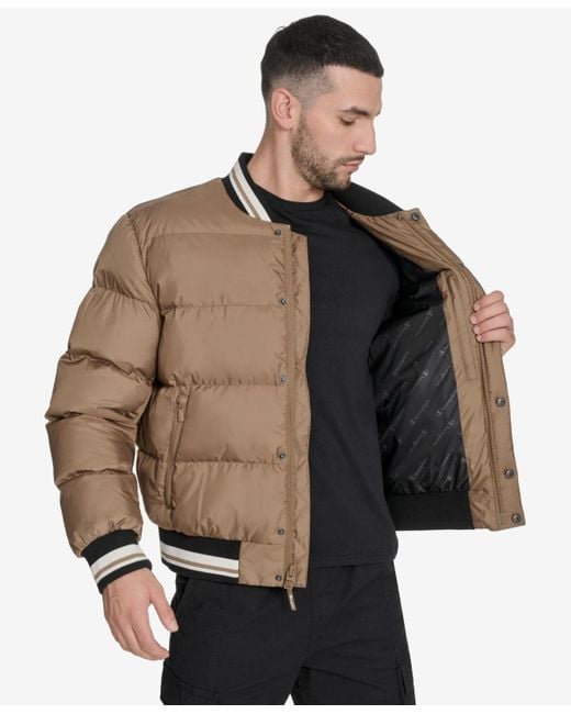 Champion Brown Quilted Varsity Puffer Jacket for men