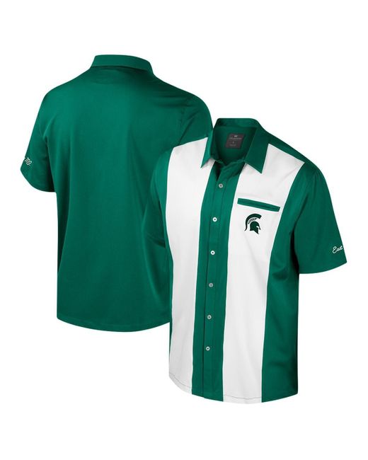 Colosseum Athletics Green Michigan State Spartans Strike Bowling Button-up Shirt for men