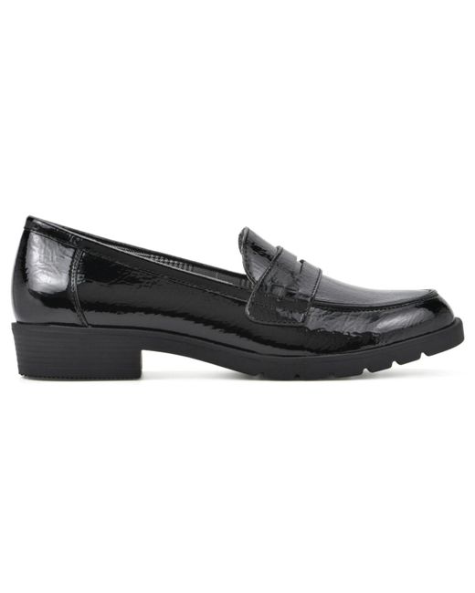 White Mountain Galah Block Heel Loafer in Black | Lyst