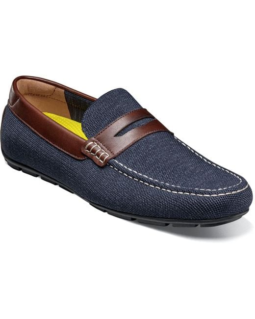 Florsheim Motor Black Knit Moc Toe Penny Driver Men's Shoes