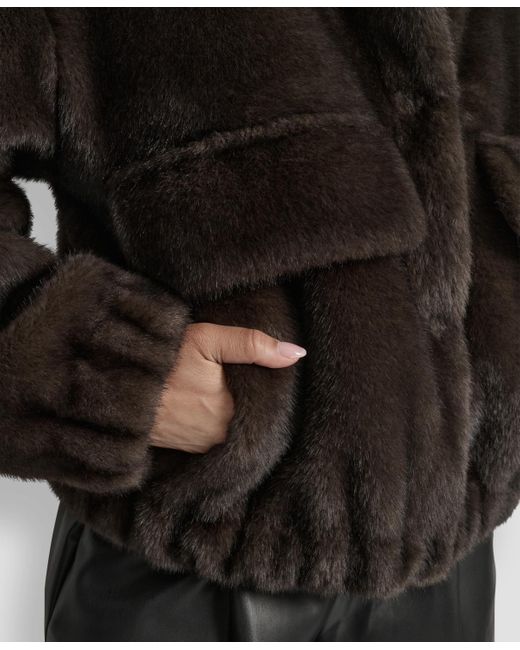 DKNY Black Collar Neck Bomber Coat
