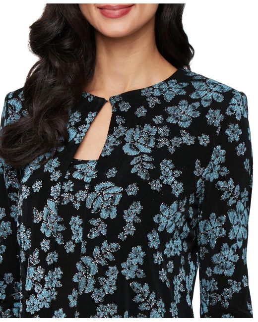 Alex Evenings Black Petite 3/4-sleeve Glitter Twinset