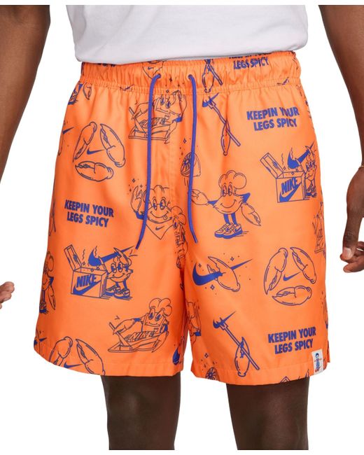 Nike Orange Club Woven Printed 6" Shorts for men