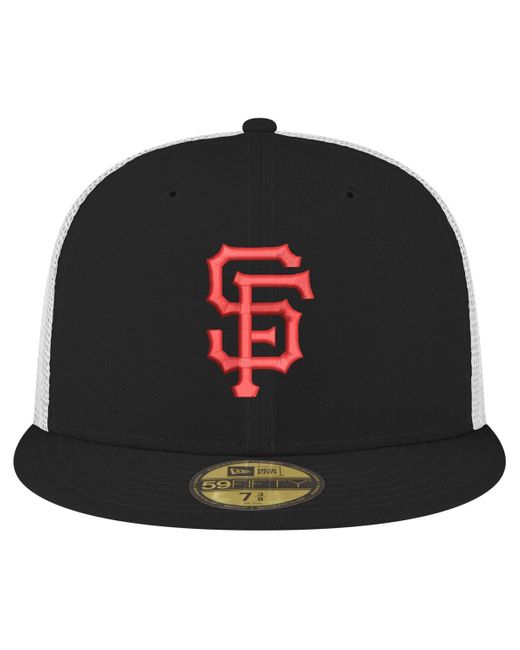KTZ Black San Francisco Giants Team Color 59fifty Trucker Fitted Hat for men