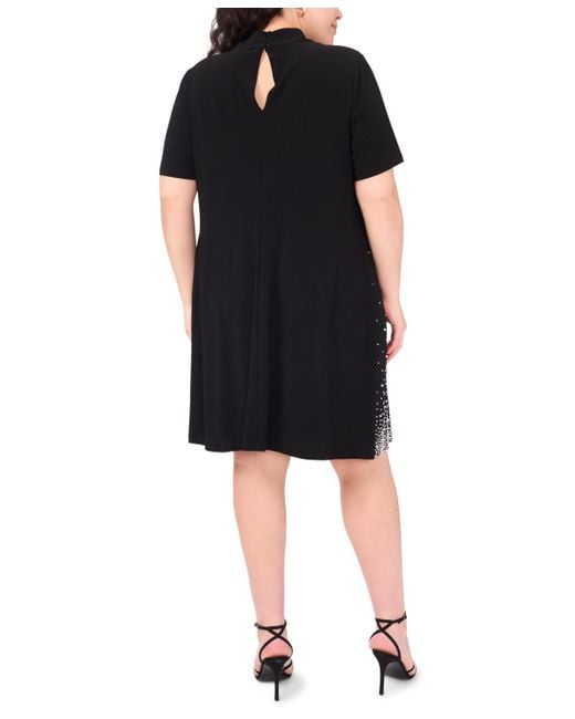 Msk Black Plus Size Short Sleeves A-line Dress