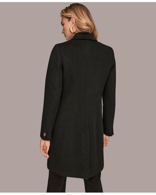 Donna Karan Black Buttoned Notch Collared Coat