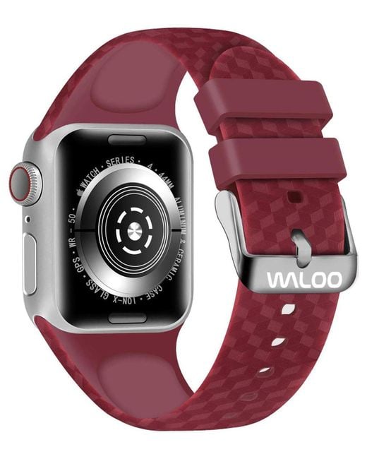 Waloo Red Carbon Fiber Silicone Replacement Band For Apple Watch