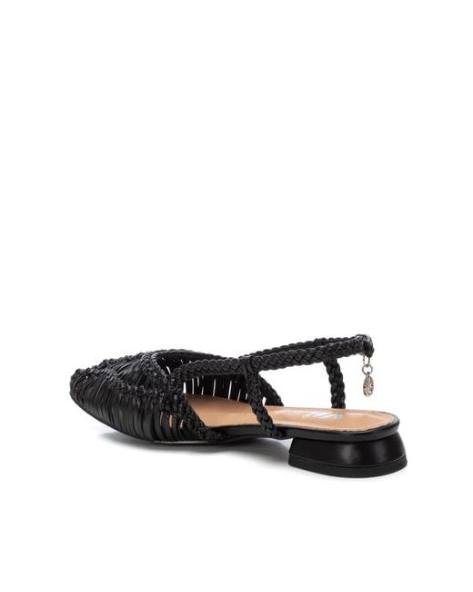 Xti Black Braided Slingback Flats By